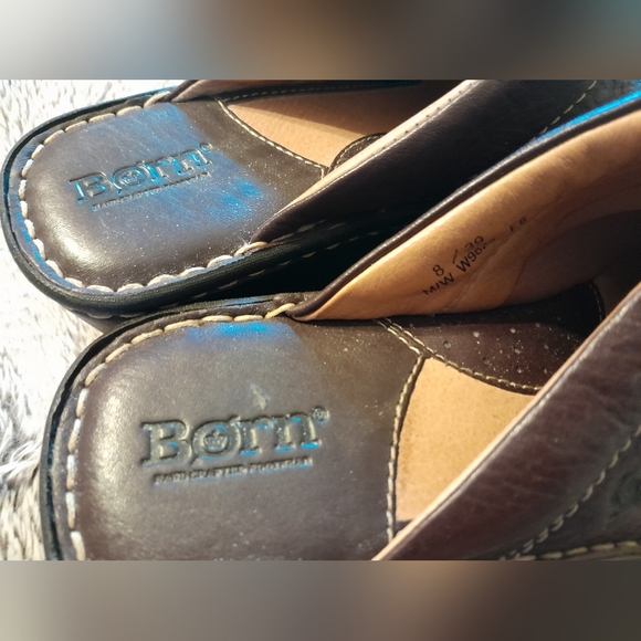 BOC Born Concept Women Brown Leather Slip On Mule Clog Shoe Size M8 - Picture 3 of 4